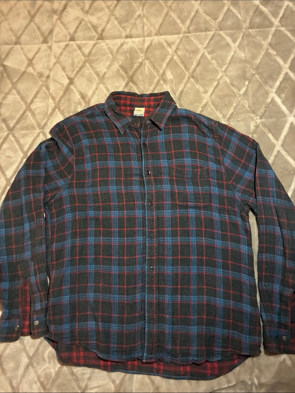 Faherty Men’s Blue/Red Windowpane Reversible 100% Cotton Plaid Button-Down Sz XL